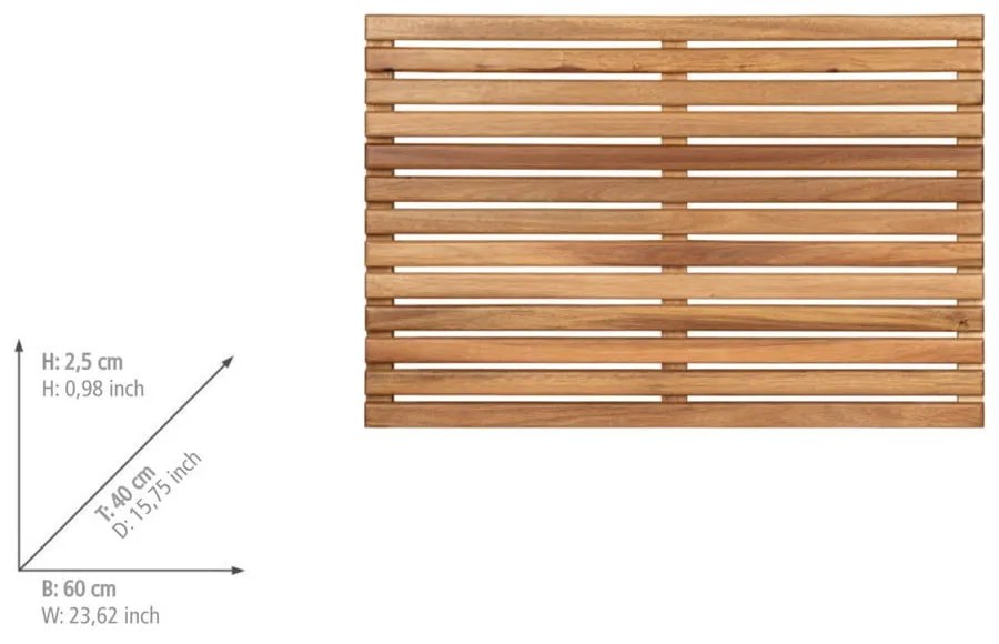 Drevená kúpeľňová predložka v prírodnej farbe 40x60 cm Acacia – Wenko