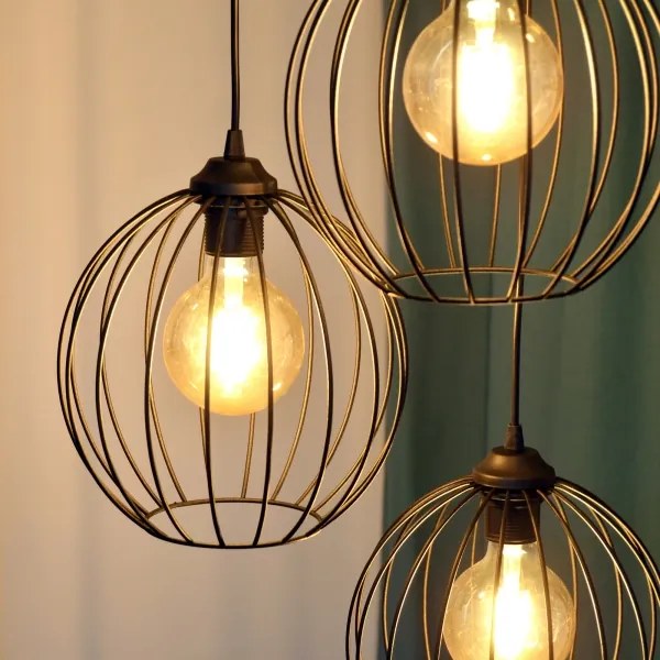 LED Luster na lanku MERCURE 3xE27/15W/230V ø 50 cm čierna