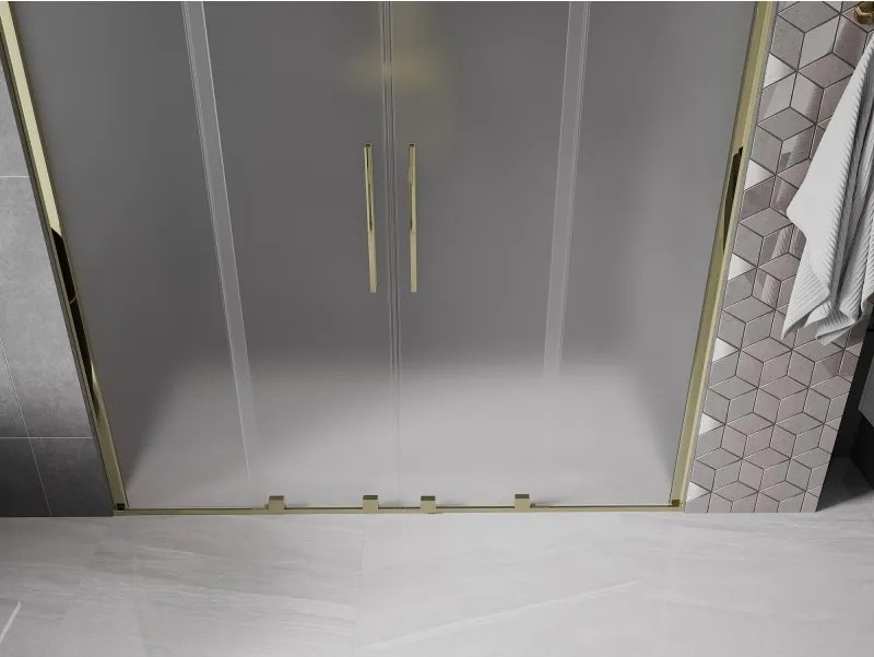Mexen Velar Duo, posuvné sprchové dvere do otvoru 170 cm, 8mm sklo námraza, zlatá lesklá, 871-170-000-32-50
