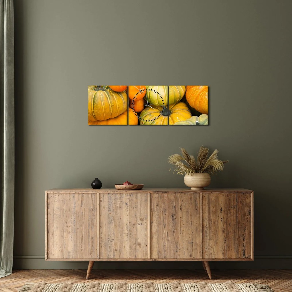 Obraz - Jesenná tekvica (s hodinami) (90x30 cm)