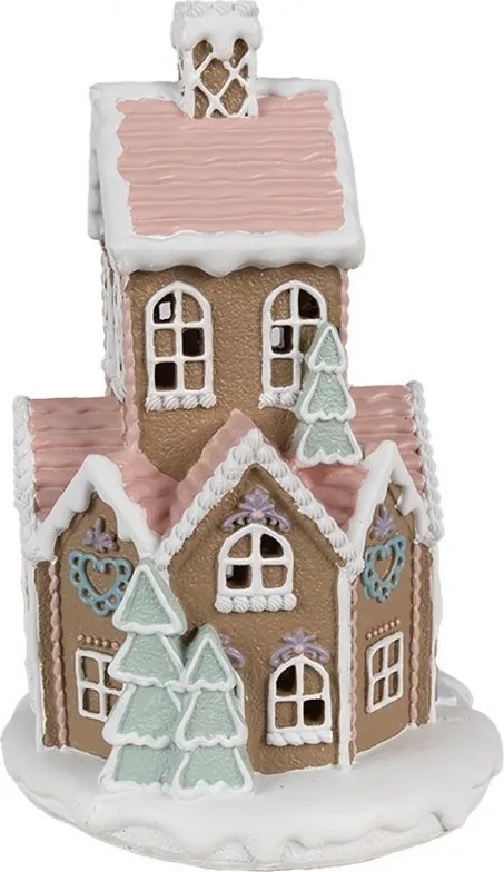 Hnedá svietiaca perníková chalúpka Gingerbread House - Ø 14*22 cm / 3*AAA