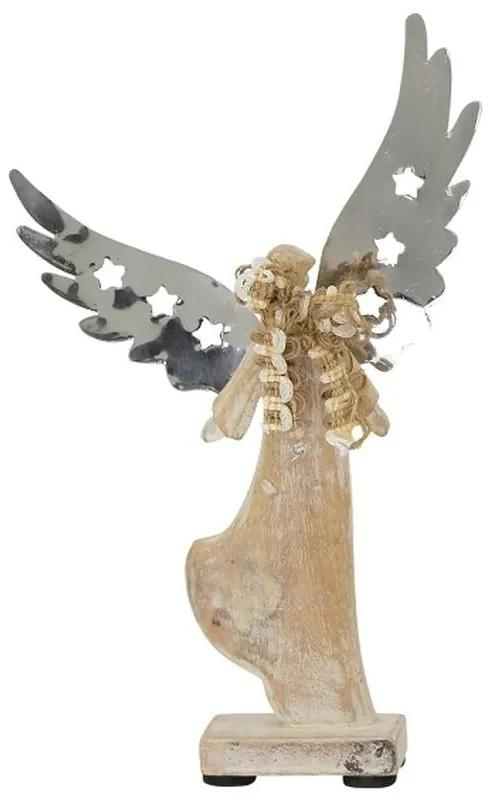 Drevený anjel s kovovými krídlami Puri - 13*5*22cm