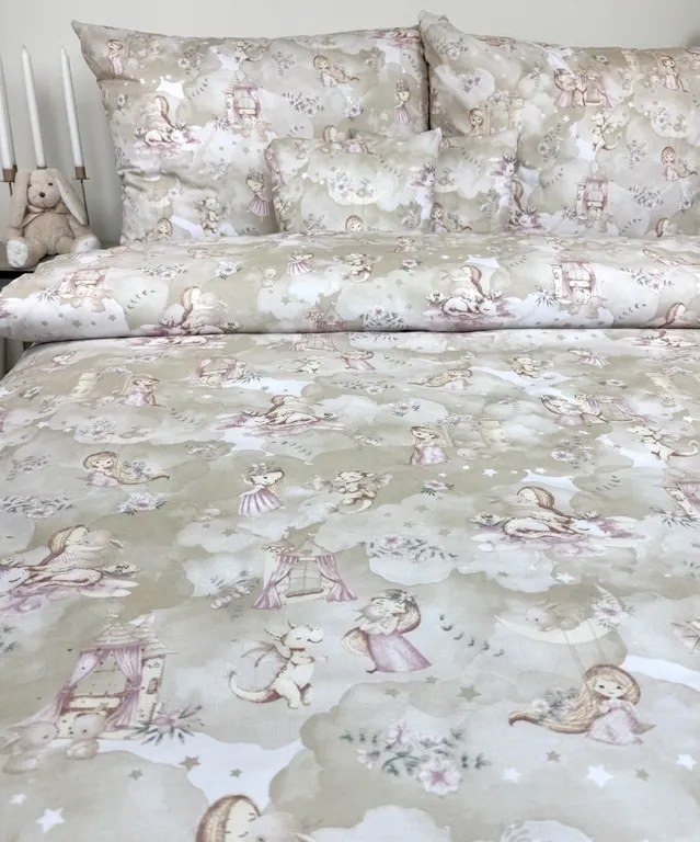 Obliečky Na Vlásku 140x200 / 70x90 cm – 100% bavlna, rozprávkový motív princezien, zips