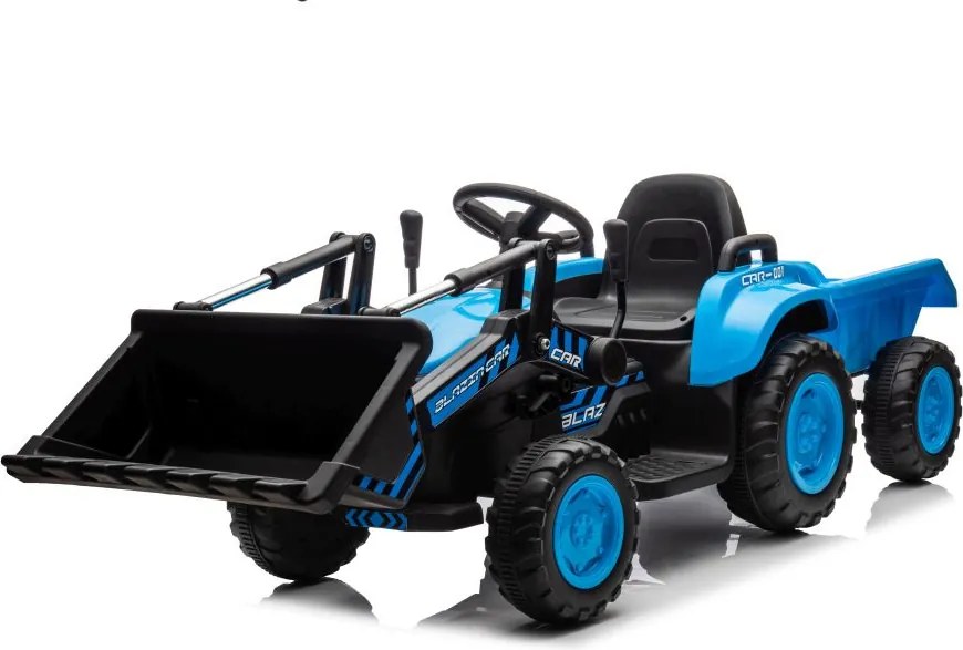 LEAN CARS Elektrický traktor s lyžicou BW-X002A modrý