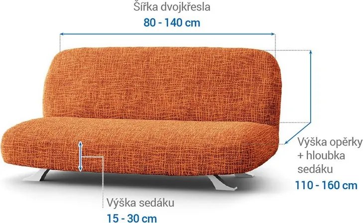 Bielastické poťahy GRAFITI NOVÉ tehlové dvojkreslo s drevenými rúčkami (š. 80 - 140 cm)