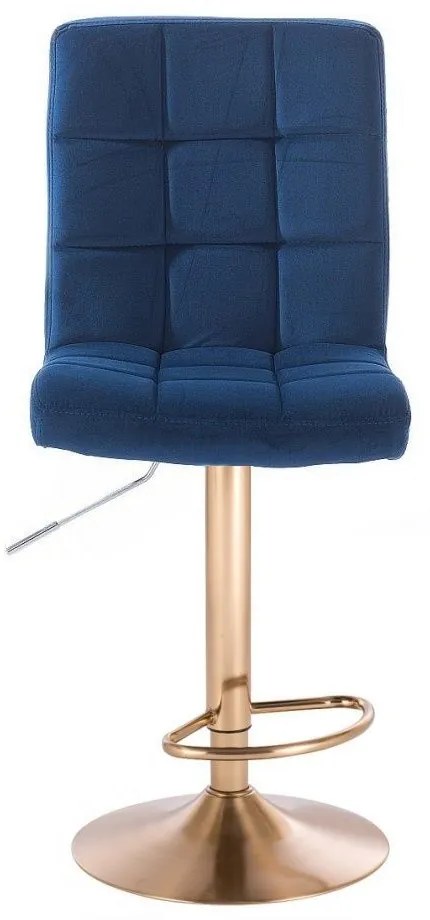 LuxuryForm DESIGN Barová stolička TOLEDO VELUR na zlatom tanieri - modrá