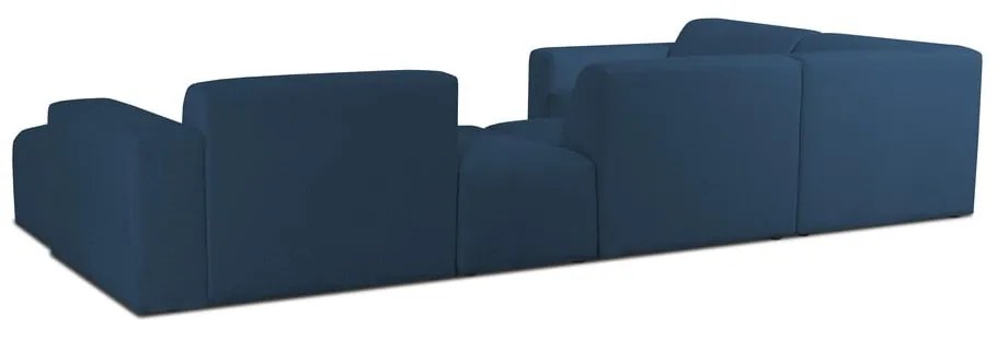 Tmavomodrá rohová pohovka z textílie buklé (do "U") Roxy – Scandic