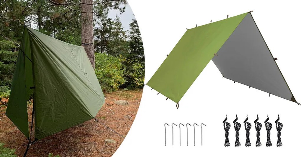 3x3 metrová, vodotesná plachta na kempovanie, s darčekovým prenosným obalom