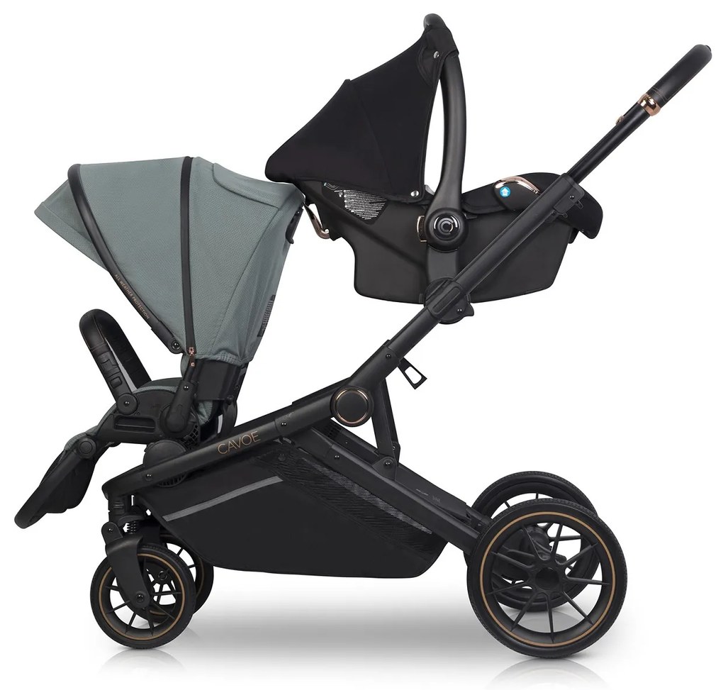 Športový kočík pre dvojčatá CAVOE Avec Boho Green