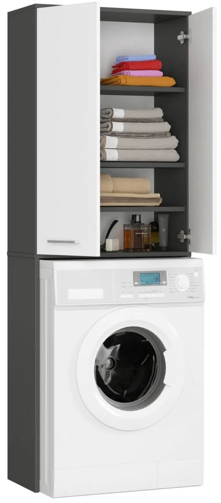 Koupelnová skříňka nad pračku Fin 2D šedá/bílá