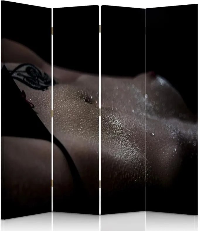 CARO Paraván - A Naked Girl In The Shade | štvordielny | obojstranný 145x180 cm