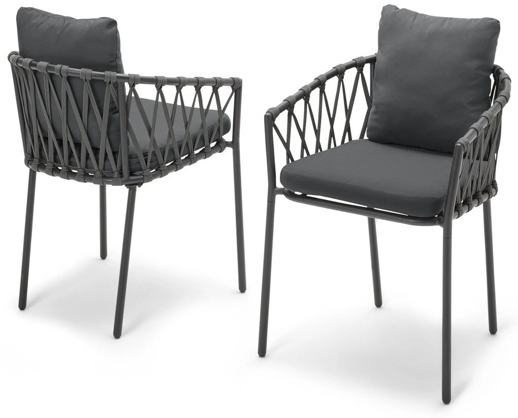 2 jedálenské kreslá s textilným výpletom