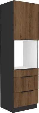 Vysoká skriňa pre vstavanú rúru Monza, 60 cm, orech/čierna%