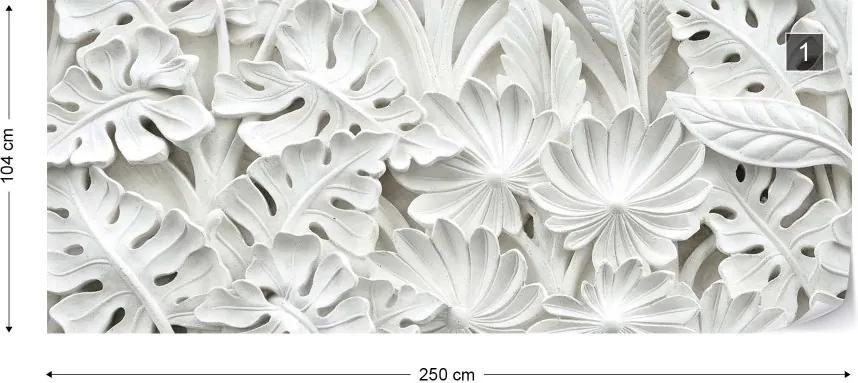 Fototapeta GLIX - Vintage 3D Carved Flowers White + lepidlo ZADARMO Vliesová tapeta  - 250x104 cm