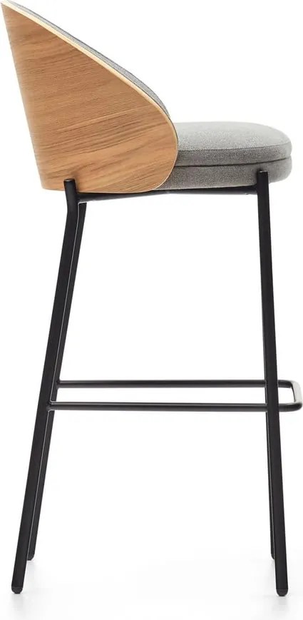 Sivá/v prírodnej farbe barová stolička (výška sedadla 77 cm) Eamy – Kave Home