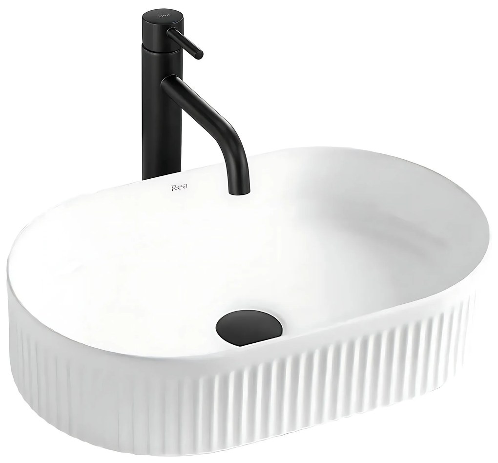 Rea Vanda, umývadlo na dosku 490x310x130 mm, biela lesklá, REA-U0603