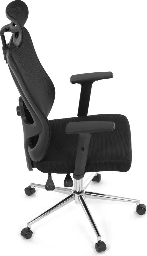 Kancelárska ergonomická stolička LUMOS — sieť / látka, čierna