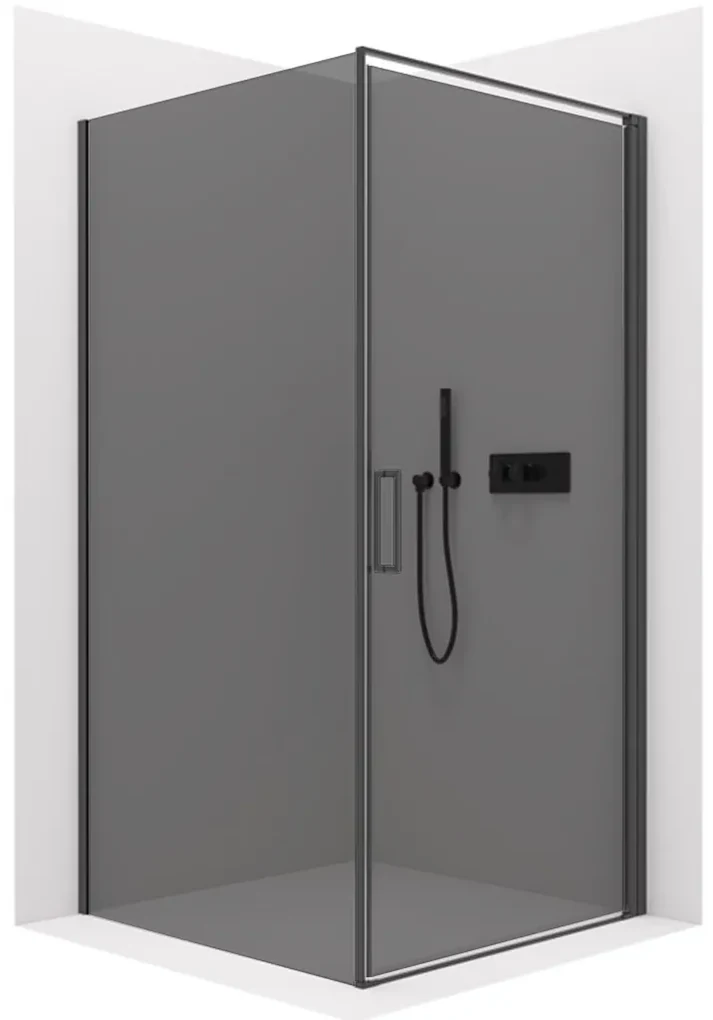 CERANO - Sprchovací kút Porte Ľ/P - 8 mm - čierna matná, grafitové sklo - 80x90 cm - krídlový, CER-CER-8050BD7491