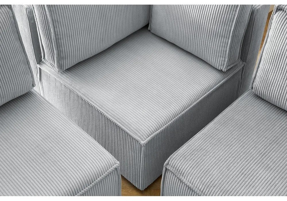 Svetlosivá menčestrová rohová pohovka (ľavý roh/do tvaru "U") Nihad modular – Bobochic Paris