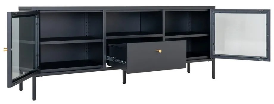Čierny kovový TV stolík 150x60x35 cm Dalby – House Nordic