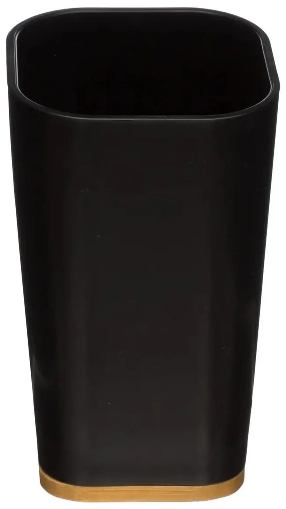 Sada kúpeľňových doplnkov Natureo Black, čierna/s drevenými prvkami