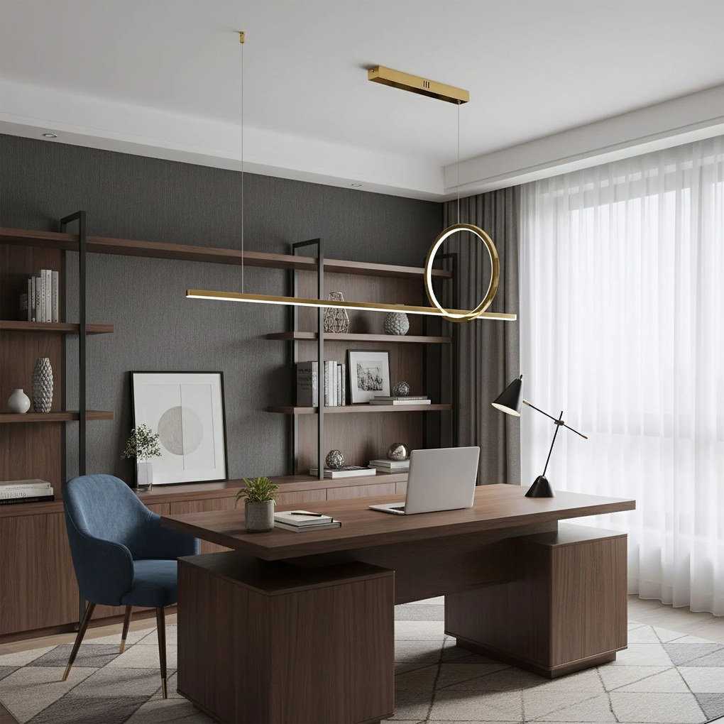 Toolight Toolight, LED závesné osvetlenie 100cm, 25W, 3000K, 2000lm, LHJ111-CP C, zlatá matná, OSW-50071