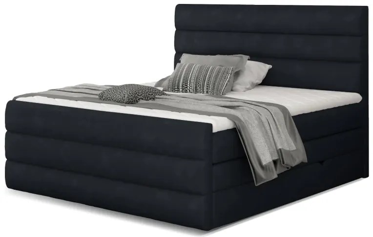 Kontinentálna boxspring posteľ Carmen, čierna 160x200cm (Kronos 07/ Cand 03)