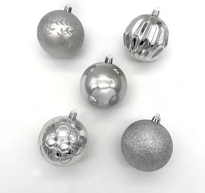 DECOLED Plastové gule, d. 8 cm, 20x striebro