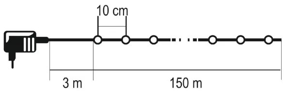 Vonkajšia LED svetelná reťaz 1500xLED/230V, 8 režimov, 153 m, IP44, teplá biela + DO