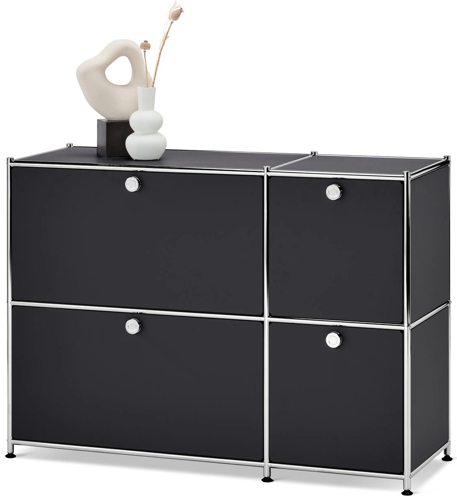 Odkladacia skrinka »CN3« so 4 výklopnými dvierkami, čierna