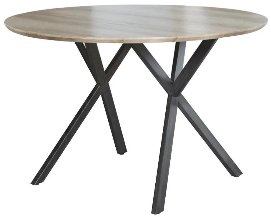 Tempo Kondela Jedálenský stôl, dub sivý/čierna, priemer 100 cm, AKTON