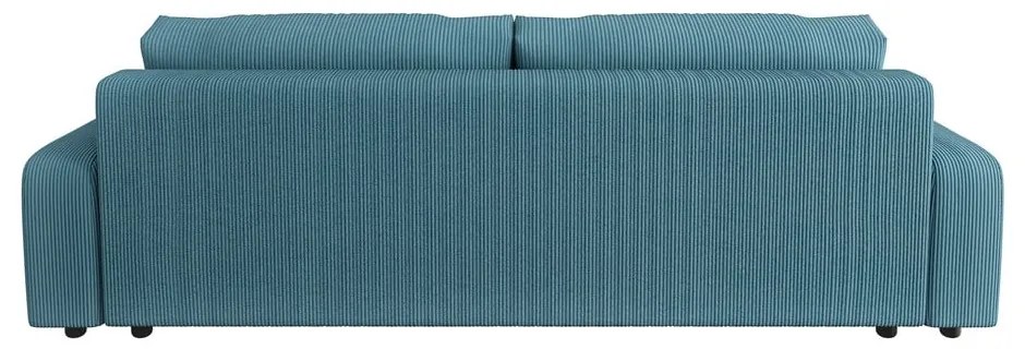 Tyrkysová menčestrová rozkladacia/s úložným priestorom pohovka 234 cm Sara – Ropez