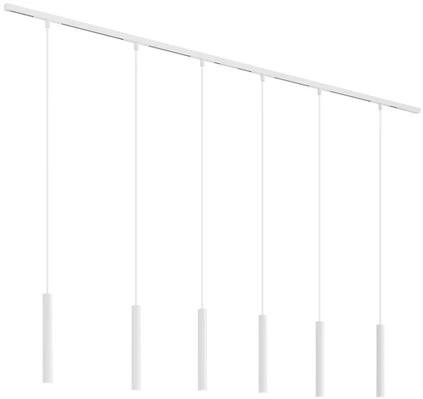 Moderný koľajnicový systém s 6 bielymi závesnými svetlami 1-fázový - Slimline Keno