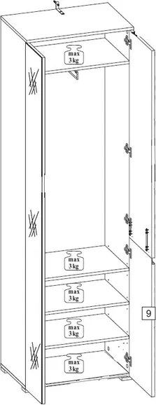 Skriňa so zrkadlom Spice, lesklá biela