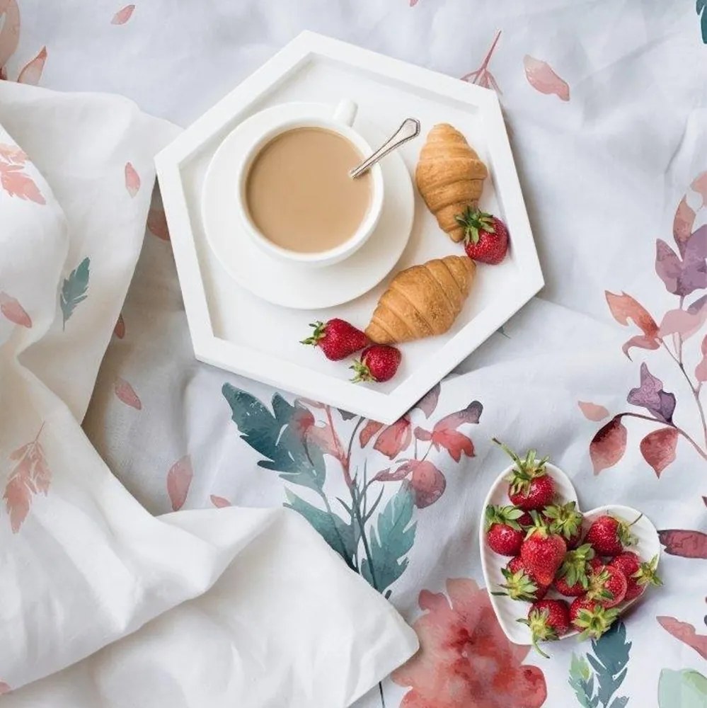 Saténové posteľné obliečky Milagro Verde - motív Lúčne kvety - 100% bavlna - 70 x 90 cm + 140 x 200 cm