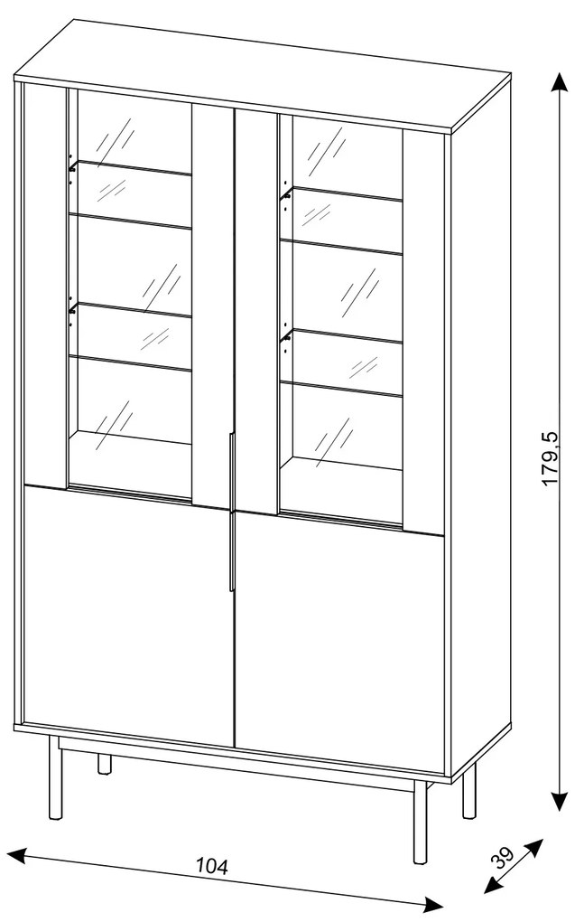 Vitrína Viva 104 cm čierna