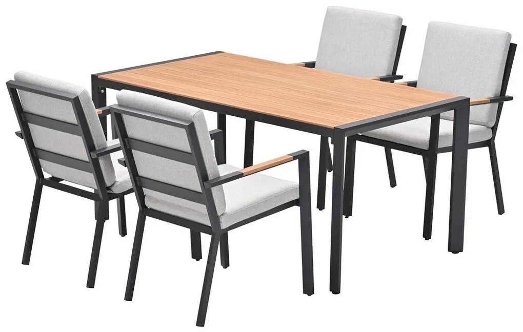 Záhradný hliníkový nábytok FELINI 4 antracit + drevodekor