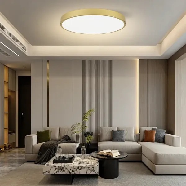 Immax NEO 07311L-LED Stmievateľné stropné svietidlo SEMPLICI 96W/230V priemer 80 cm Wi-Fi Tuya zlaté + diaľkové ovládanie