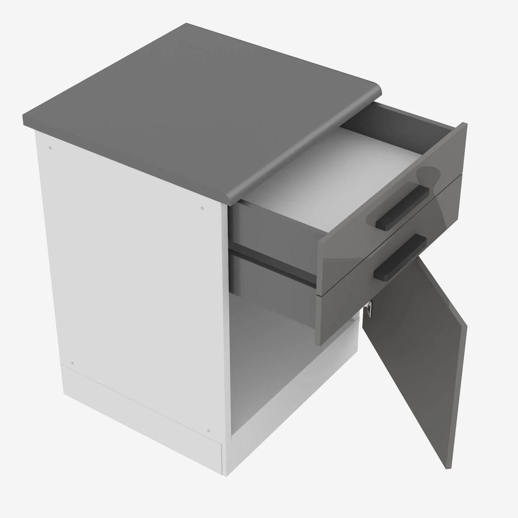 Kuchynská skrinka Belini Premium Full Version spodná so zásuvkami 60 cm šedý lesk s pracovnou doskou