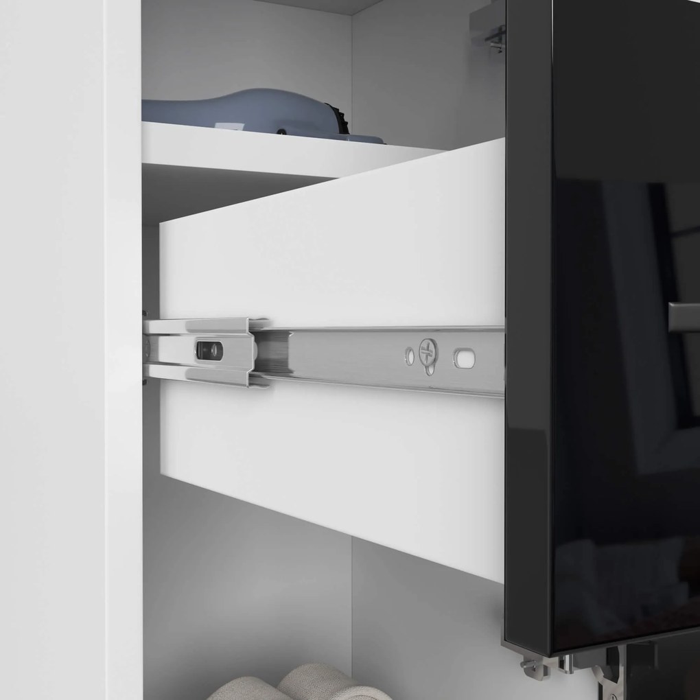 Kúpeľňová skrinka Fin biela/čierny lesk