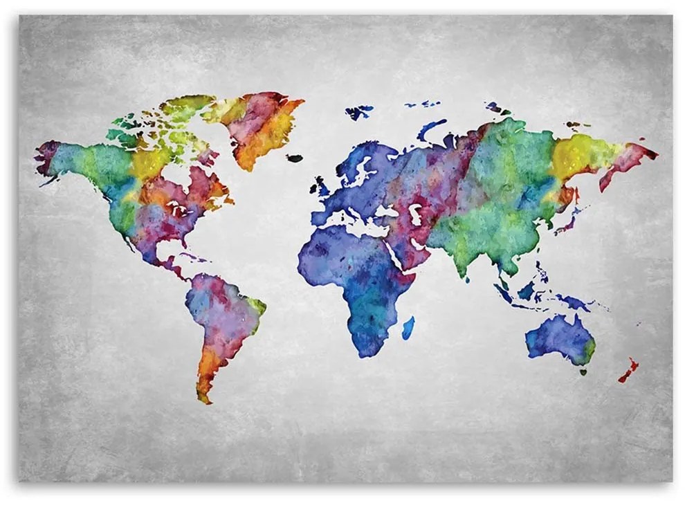 Gario Obraz na plátne Viacfarebná mapa sveta Rozmery: 60 x 40 cm