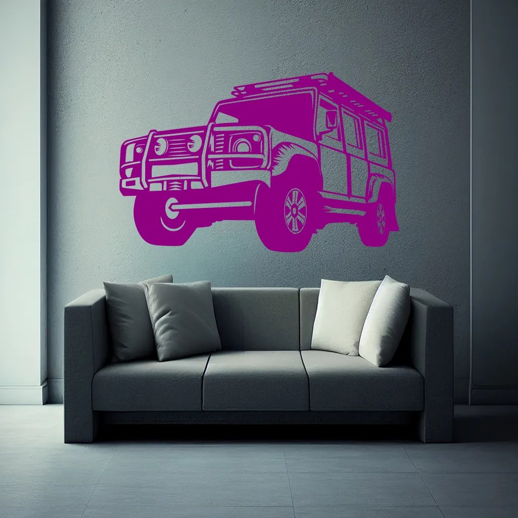 Veselá Stena Samolepka Auto Land Rover Defender Farba: modrá, Veľkosť: 80 x 52 cm