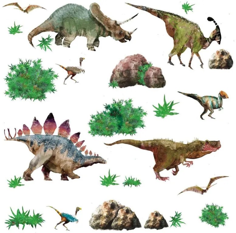 Samolepky na stenu DINOSAURI v štýle akvarelu