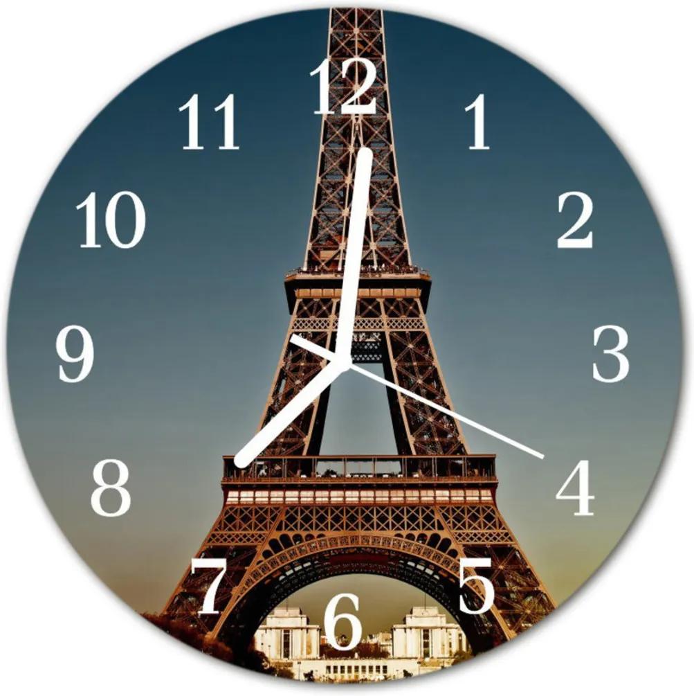 Nástenné sklenené hodiny  Eiffelova veža