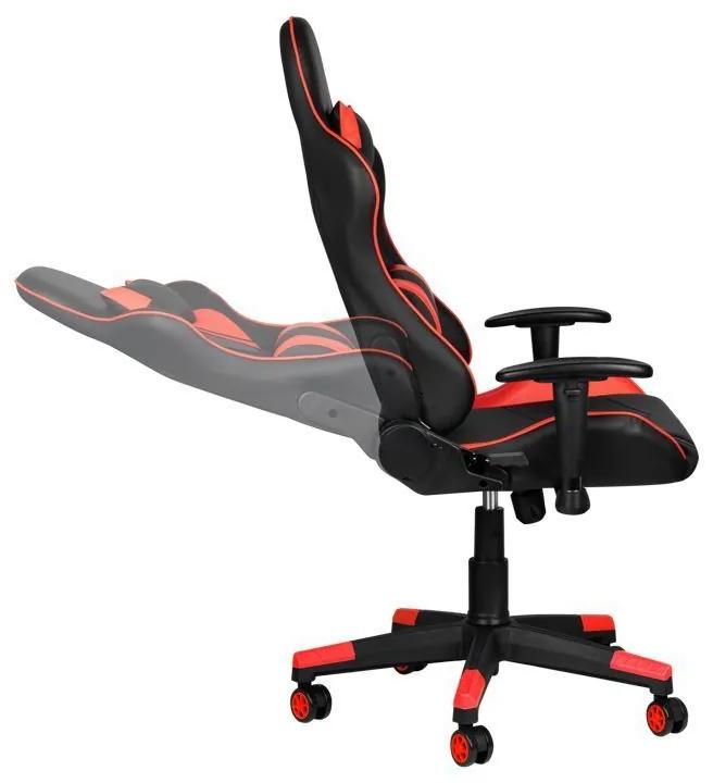 Herná stolička Premium 557 s opierkou nôh - červeno-čierna