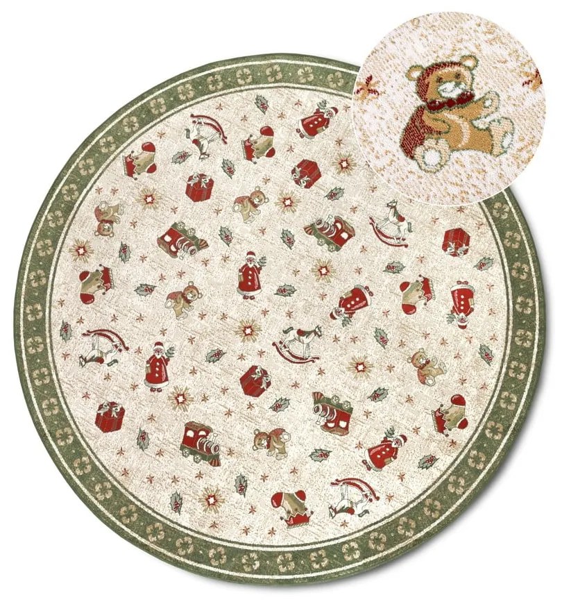 Zelený okrúhly koberec s vianočným motívom s prímesou bavlny ø 160 cm Toy's Delight Green Christmas – Villeroy&Boch