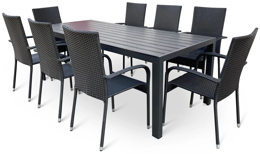 Noela Záhradný jedálenský set Viking XL + 8x ratanová stolička Paris