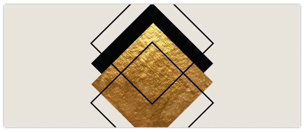Obraz - Abstrakcia zlatá a biela N⁰1 (120x50 cm)