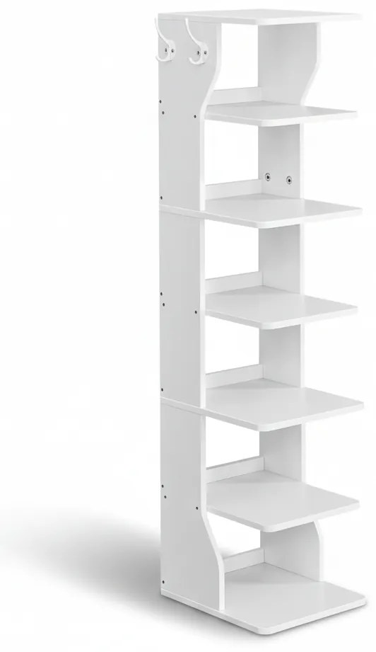 Vasagle Botník CINDY, 6 úrovní, 30x26,4x110,4cm, biela