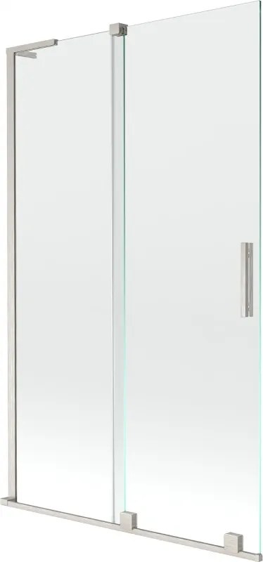 Mexen Velar L, 2-krídlová posuvná vaňová zástena 110 x 150 cm, 8mm číre sklo, brúsená oceľ, 896-110-003-01-97